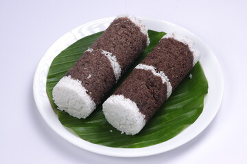Ragi Puttu or Finger Millet  steamed cake