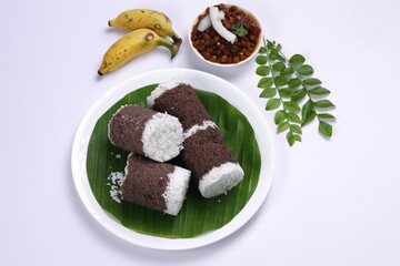 Ragi Puttu or Finger Millet  steamed cake