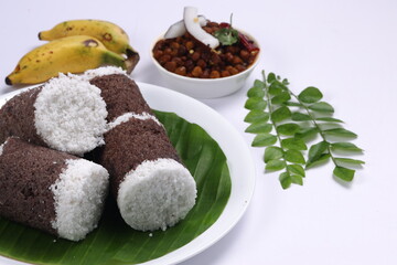 Ragi Puttu or Finger Millet  steamed cake