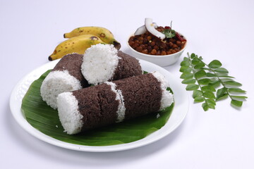 Ragi Puttu or Finger Millet  steamed cake