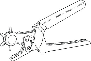 Leather hole puncher isolated on white. Vector illustration.