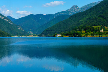 Fototapeta na wymiar Lake of Ledro in Trentino at summer