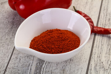 Paprika powder in the bowl