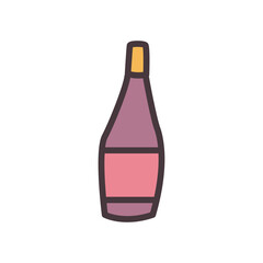 champagne bottle line and fill style icon vector design