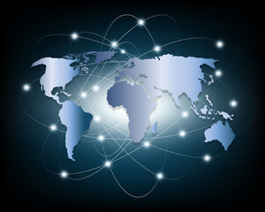 Global business network on blue background eps10 vector illustration