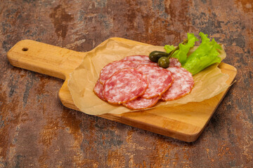 Spanish Salchichon sausage with salad