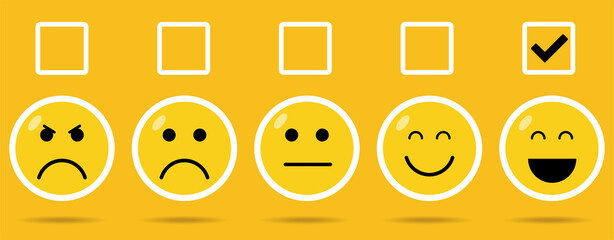 Simple emoji yellow bubble cartoon emotions. Smiles for message, comment or social media. Eps 10 vector