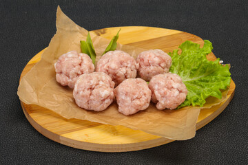 Homemade raw pork minced meatball for cooking