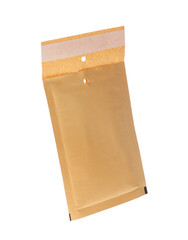 Kraft paper envelope isolated on white. Mail service