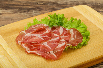 Smoked pork neck slices snack