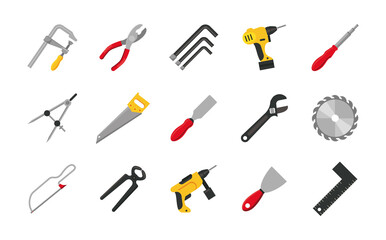 Fototapeta na wymiar bundle of fifteen tools set icons