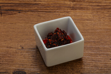 Fried chili pepper sauce with oil