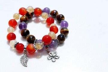 bracelets made of amethyst, tiger's eye, citrine and sardonyx
