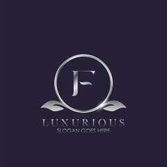 F Letter Nature Leaf Circle Luxury Boutique Initial Logo Icon, Elegance vector design concept for luxuries business.