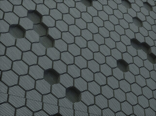 Abstract background with hexagons. Futuristic technology honeycomb mosaic. 

3D render 