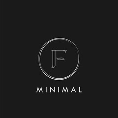 Minimal F Letter Initial Outline Geometric Circle Logo Vector Design