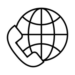 telephone with sphere browser call center service line style icon