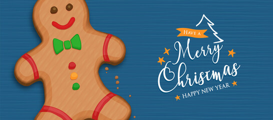 Christmas New Year gingerbread man cartoon banner
