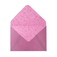 Pink paper envelope isolated on white. Mail service