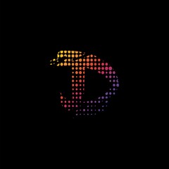 Abstract Halftone Initial Letter D Logo icon, vector design concept halftone shape.