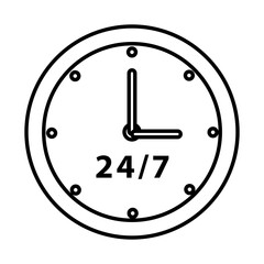 time clock with 24-7 symbol line style