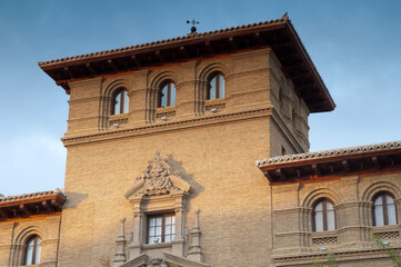 Fototapeta premium Treasury building in the Navarra Square. Huesca. Aragon. Spain.