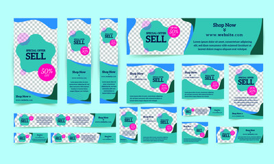 Editable square banner template, Business ad banner design, Vertical, horizontal and square template