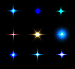  Glow light effect. Star burst with sparkles.