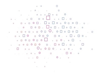 Light Blue, Red vector pattern with spheres, squares.