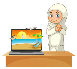 Summer scene on computer desktop