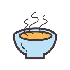 soup bowl line and fill style icon vector design