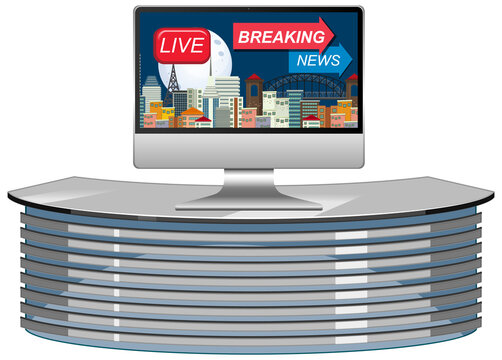 recommend clip art: Breaking news on tv or computer monitor screen isolated
