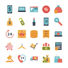 bundle of twenty five shopping set collection icons