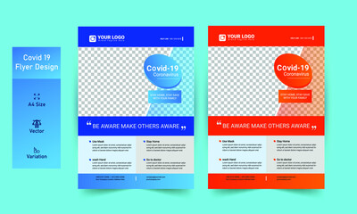 COVID-19 or Corona virtual conference flyer template design
