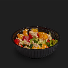 seafood salad in a plastic plate. Fastfood