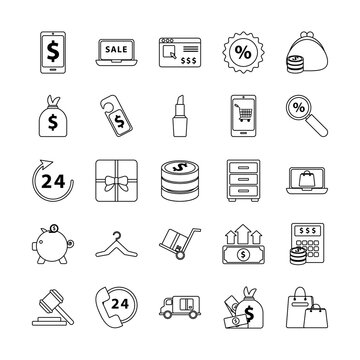 bundle of twenty five shopping set icons