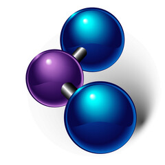 Nitrogen Dioxide atomic form. Chemical model of nitrogen dioxide element molecule and molecular structure. 
