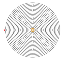 Labyrinth vector circle shape. Maze (labyrinth) game illustration