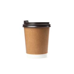 Takeaway paper coffee cup isolated on white