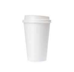 Takeaway paper coffee cup isolated on white
