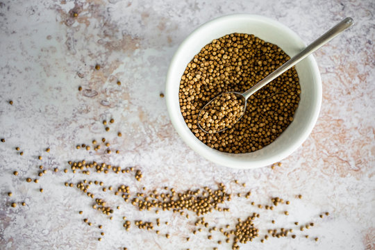 Bowl of coriander seeds