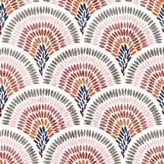 Seamless wavy pattern. Seigaiha print in polka dot style. Grunge texture.