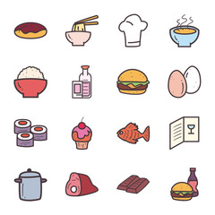 Food line and fill style icons collection vector design