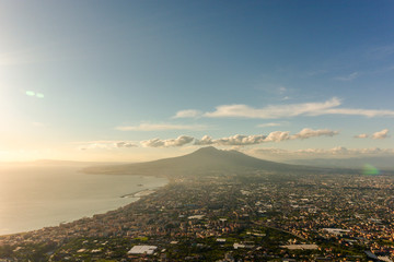 Warm light landscape, of the mount Vesuvius, South Italy.