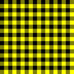 Tartan plaid. Scottish pattern in black and yellow cage. Scottish cage. Traditional Scottish checkered background. Seamless fabric texture. Vector illustration