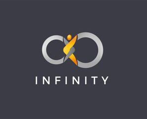 minimal infinity people logo template - vector illustration