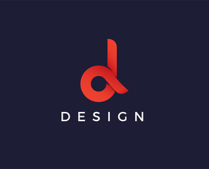 minimal letter d logo template - vector illustration - obrazy, fototapety, plakaty