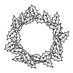 Christmas holly doodle wreath