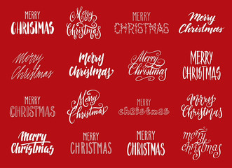 Handwritten Christmas greetings, modern calligraphy lettering set