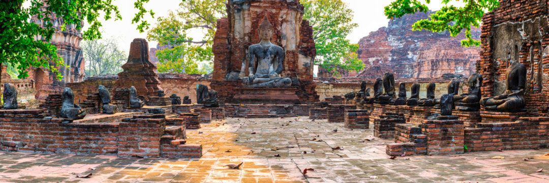 Thailand,&Ocirc;&oslash;&Omega;Phra Nakhon Si Ayutthaya Province, Panorama of ancient Wat Mahathat temple